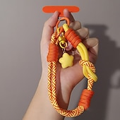 abordables Correas para el teléfono y muñequeras-Nueva cuerda corta para colgar el teléfono móvil con estampado de muñeca, bonita cuerda tejida corta de doble uso, resistente para viajes al aire libre para hombres y mujeres.