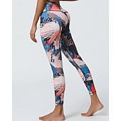abordables Leggings y mallas de yoga-Mujer Leggings Capri Mallas Leggings de Yoga Control de barriga Alta cintura Gimnasio De Deporte Pilates Prendas de abajo Estampado Negro Amarillo Azul Otoño Deportes Ropa de Deporte Ajuste ceñido