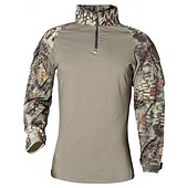 economico Cime-Per uomo Felpa con mezza zip Felpa militare Manica Lunga Collo alla coreana Top Esterno Traspirante Misto Cotone Mimetico Grigio scuro pitone nero Nero Viaggio Corsa