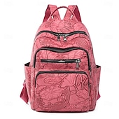abordables Sacs à dos de Collège-Sac à dos en similicuir avec motif koi et lotus en relief – Sac d&#039;école à l&#039;esthétique bohème pour adolescents et amateurs d&#039;art