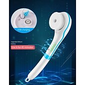 abordables Electrodomésticos-Cepillos de baño eléctricos de silicona, cepillo de ducha de masaje de mano, USB, impermeable, mango largo, herramienta exfoliante de limpieza corporal.