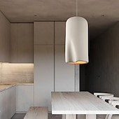 cheap Pendant Lights-Minimalist White Art Deco Pendant Light, Polystyrene Materia, Warm White White Light, E26 E27, Adjustable Chain