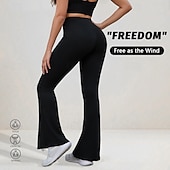 billige Yoga bukser og blomstrere-Dame Flared bukser Fleece yogaleggings Midjekontroll Høy Midje Treningsstudio Dans Treningsklær Bunner Helfarge Svart sport Sportsklær Tett passform