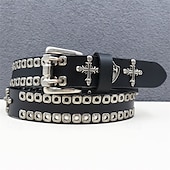 abordables Ceintures pour homme-Homme Ceinture Ceinture Taille Noir Derme Alliage Durable Ajustable Uni Croix Crânes Extérieur Quotidien