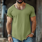 ieftine Tricouri din bumbac și in-Bărbați Tee Top Tricou din in Manșon scurt Mânecă scurtă Stil Nautic Vară Simplu Modă Designer De Bază Moale Vacanță Stradă Casual Albastru Deschis Negru Alb Top tricou pentru bărbați