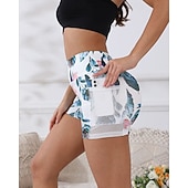 economico Shorts e motociclisti da yoga-Per donna Shorts da yoga Shorts da allenamento con tasche Controllo addominale Vita Alta Palestra Atletico Pilates Pantaloni Stampa Bianco Gli sport Abbigliamento sportivo Vestibilità aderente