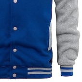 economico Giubbotti Casual-Per uomo Maglia Felpa con cappuccio abbottonata Blu marino Blu Grigio chiaro Grigio scuro Colletto Mao Semplice Patchwork Blocco di colore Sport &amp; Outdoor Casuale Quotidiano Streetwear Cool