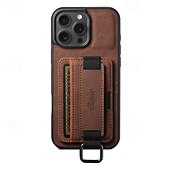 Недорогие Чехлы для iPhone-телефон Кейс для Назначение iPhone 16 Про Макс Плюс Айфон 15 Про Макс Плюс iPhone 15 14 Pro Max Plus iPhone 16e Кейс на заднюю панель с ремешком на запястье Откидная подножка Разъем для карты Ретро