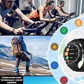 abordables Relojes inteligentes-Reloj inteligente deportivo para hombre, con linterna LED, Bluetooth, llamadas, control del ritmo cardíaco, asistente de voz, SOS, para exteriores, 1,52