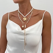 billige Halskjeder-Anheng Halskjede Perle Rhinstener Dame Personalisert Luksus dusk Multi Layer Dyr Bryllup Dråper Halskjeder Til Bryllup Fest Daglig