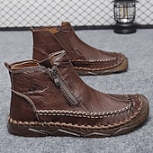 abordables Bottines-Bottines zippées faites main pour hommes pour un confort quotidien – bottes de marche décontractées de style vintage pour les voyages d&#039;automne et les aventures urbaines