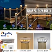 economico Luci paesaggistiche-Fari a colonna solari con luce calda e bianca integrati, luci a colonna 4x4 per esterni, impermeabili, per giardino, terrazza, recinzione decorativa, 1 pz.