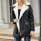 abordables vestes en sherpa-Femmes Veste en Polaire Confortable Fermeture intégrale Mode street style Uni Extérieur Décontracté Quotidien Régulier Col Rabattu Coupe régulière manche longue Vêtements d&#039;extérieur Noir Bleu Chameau