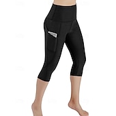 economico Leggings e collant da yoga-Per donna Leggings capri Leggings da yoga con tasche Controllo addominale Vita Alta Palestra Atletico Pilates Pantaloni Nero Verde militare Borgogna Autunno Gli sport Abbigliamento sportivo