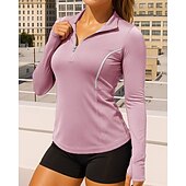 economico Felpa &amp; Sweatshirt-Per donna Maglietta da ginnastica Camicie a maniche lunghe Cerniera a un quarto Manica Lunga Top Athleisure Autunno Asciugatura Rapida Traspirante All&#039;aperto Corsa Yoga abbigliamento sportivo