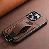Недорогие Чехлы для iPhone-телефон Кейс для Назначение iPhone 16 Про Макс Плюс Айфон 15 Про Макс Плюс iPhone 15 14 Pro Max Plus iPhone 16e Кейс на заднюю панель с ремешком на запястье Откидная подножка Разъем для карты Ретро