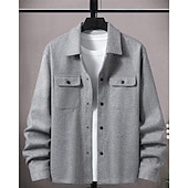 abordables Manteaux &amp; vestes-Homme Veste Légère Chemise Veste Veste Décontractée Chemise Vacances Quotidien Respirant Avec Poches Printemps Automne Uni Mode Classique Revers Régulier Noir bleu marine Kaki Gris Claire Vert