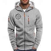 economico felpe con cappuccio da uomo di base-Per uomo Felpa con cappuccio Felpa con cappuccio a zip intera Nero Bianco Blu marino Grigio chiaro Grigio scuro Con Cappuccio Stampa Con zip Patchwork Sport &amp; Outdoor Quotidiano Ferie Poliestere