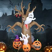 baratos Halloween-Árvore morta inflável de Halloween de 8 pés para áreas externas com fantasma e abóbora, decorações de quintal infláveis de Halloween com luzes LED, árvore inflável de Halloween, decoração de Halloween