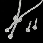 abordables Parures de Bijoux-un parure de bijoux de mariée 1 Alliage Boucles d&#039;oreilles Collier Femmes Élégant Luxe Mignon Géométrique Joie Géométrique Parure de Bijoux Pour Soirée