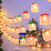 olcso Elemmel működő-1 db 3m-20leds karácsonyi ajándékdoboz fényfüzér aaa elemdoboz usb kettős célú beltéri és kültéri éttermi parti fesztivál hangulatú dekoratív fényfüzér