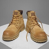 economico Stivali da lavoro-stivali da lavoro in pelle scamosciata color cuoio da uomo – stivaletti casual con lacci per l'escursionismo, il lavoro agricolo e l'uso quotidiano