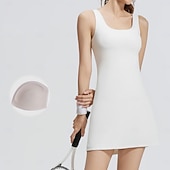 olcso Női ruha-Női Egyszínű Teniszruha Teniszszoknyák rövidnadrággal 1 darab Ujjatlan Sportos Csökkenti a kopást Rugalmas Profesionalni Tenisz Futás Fitnesz Pántos U-alakú Szoknyák Ruhák Fekete Fehér Szürke Spandex