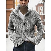 preiswerte Herren Strickjacke-Herren Pullover Strickjacke Pullover Jacke Gerippt Stricken Cropped Strick Kargen Warm-Ups Moderne zeitgenössische Freizeitskleidung Ausgehen Bekleidung Herbst Winter Schwarz Blau S M L