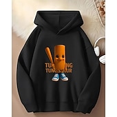 baratos Menino 3D Esportes &amp; Jogo-Moletom com capuz gráfico 3D Tung Tung para meninos, manga comprida, moda primavera/outono, moda urbana, crianças de 4 a 12 anos, com capuz, casual, para atividades ao ar livre, ajuste regular