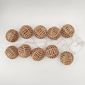 cheap Outdoor Lighting-Rattan Wire Ball Style Decorative Lantern String Lights - 10 Lights Globe Rattan Wicker Ball String Lights Indoor Outdoor Patio String Light for Home Pergola Porch Party Backyard