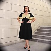 levne Šaty-Retro 50. léta Rockabilly Polední Koktejlky Šaty na šaty Flare šaty Větší velikosti A-Linie Do V Dámské Dovolená Maturita Párty a večer Dospělí Šaty Jaro léto