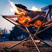 preiswerte Camping-Ausrüstung-tragbare 1-teilige faltbare Camping-Feuerstelle aus Stahlgeflecht - Lagerfeuerständer für Holz im Freien mit Aufbewahrungstasche - 42 cm