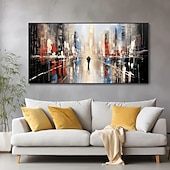 economico Quadri paesaggistici-dipinto a olio di città fatto a mano, dipinto a olio dipinto a mano, arte murale, dipinto a olio dipinto a mano, maestoso dipinto a olio di Bridger su tela, tela arrotolata originale senza cornice non