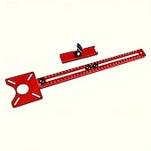 abordables Bricolage-Fraiseuse à bois multifonctionnelle 3 en 1 avec pince en aluminium - outil de coupe et de fraisage circulaire de précision avec support de rainure réglable, base rouge et rail en acrylique transparent