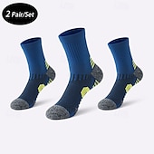 cheap Men&#039;s Socks-Men&#039;s 2 Pairs Multi Packs Socks Running Socks Casual Socks Black White Color Color Block Vacation Sports &amp; Outdoor Daily Basic Medium Spring Fall Fashion Casual
