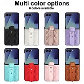 cheap Samsung Cases-Phone Case For Samsung Galaxy Z Flip 7 Z Flip 6 Z Flip 5 Z Flip 4 Z Flip 3 Back Cover with Wrist Strap Shockproof Retro TPU PU Leather
