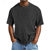 abordables T-shirt en tricot gaufré-Homme T-shirt Chemise à manches courtes Manche Courte Col ras du cou Été Uni Mode Designer Basique Jacquard Vacances Rue Sortir Abricot Noir Blanche T-shirt haut de gamme pour homme
