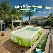 cheap Pools, Hot Tubs &amp; Supplies-1pc Large Ocean Themed Inflatable Swimming Pool with Marine Life Design (Turtles, Clownfish, Seahorses) - No Electricity Needed, Easy Setup &amp; Portable PVC Pool for Beach, Parties, Weddings, Music Fest