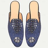 cheap Premium Leather Loafers-Men&#039;s Blue Crocodile Pattern Leather Mule Shoes – Slip-On Luxury Loafers for Stylish Men at Summer Parties and Resort Events