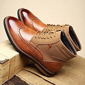 economico Stivaletti alla caviglia-Per uomo Stivali Camminata Vintage Casual Britannico Pelle PU Camoscio Confortevole Antiscivolo Caldo Allacciatura Nero Giallo Marrone Autunno Inverno