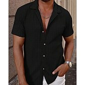 economico camicia da uomo con bottoni-Per uomo Camicia Camicia Estiva Camicia casual Camicia da Spiaggia Camicia con Bottoni Marrone Scuro Nero Bianco Verde chiaro Blu Manica Corta Semplice Bavero Vacanza Camicia hawaiana Abbigliamento