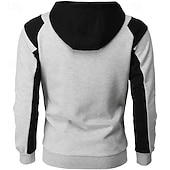 economico Felpa con cappuccio in pile-Per uomo Felpa con cappuccio Felpa con cappuccio a zip intera Felpa con cappuccio in pile Nero Bianco Rosso Borgogna Blu Con Cappuccio Semplice Patchwork Blocco di colore Sport &amp; Outdoor Casuale