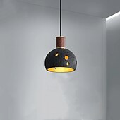 baratos Luzes pendentes-Luminária pendente de madeira para decoração de interiores, lustre de resina vazada, luminárias com altura ajustável, luzes suspensas para quarto, sala de estar, sala de jantar