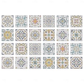 baratos Adesivos de Parede-Adesivos de azulejo estilo marroquino 24 peças, decalques de parede de PVC com película de cristal espessada, à prova d&#039;água &amp;Decoração de parede de azulejo retrô removível e à prova de óleo para