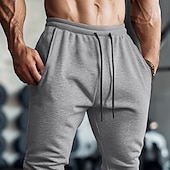 preiswerte Sweatpants-Herren Fleecehose Jogginghose Jogginghose Jogger Hose Kordelzug Einfach Komfort Weich Volle Länge Outdoor Täglich Ausgehen Urlaub Mode Schwarz Rote Dehnbar