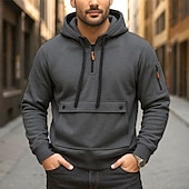 economico Felpa Tattica-Per uomo Felpa con cappuccio Felpa con cappuccio e zip corta Felpa con cappuccio in pile Felpa con cappuccio tattica Nero Blu marino Cachi Grigio chiaro Grigio scuro Con Cappuccio Semplice Tasca