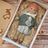 olcso Babák-Kézzel készített Waldorf baba kislánynak ruhakészlettel - 11,8 hüvelykes puha plüss baba kisgyermekeknek, ideális karácsonyi ajándék gyerekeknek