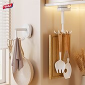 cheap Bathroom Organizer-TAILI 360 Rotating Self-Adhesive Utensil Hook, Multi-Purpose Hanging Utensil Holder Vertical Flip Hooks, Rotating Folding Self Adhesive Hook for Home