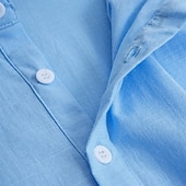 preiswerte Klassiker-Herren Hemd Leinenhemd Sommerhemd Strandbekleidung Einfach Urlaub Lässig Khaki + Schwarz Blau+Khaki Grau+Khaki Weiss + schwarz Langarm Revers Sommer Frühling Bekleidung