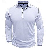 preiswerte Klassisches Poloshirt für Herren-Herren Golfshirt Golf Poloshirts Arbeit Lässig Revers Langarm Basic Modern Einfach Knöpfe Frühling Herbst Normale Passform Weiß Gelb Orange Armeegrün Grau Golfshirt